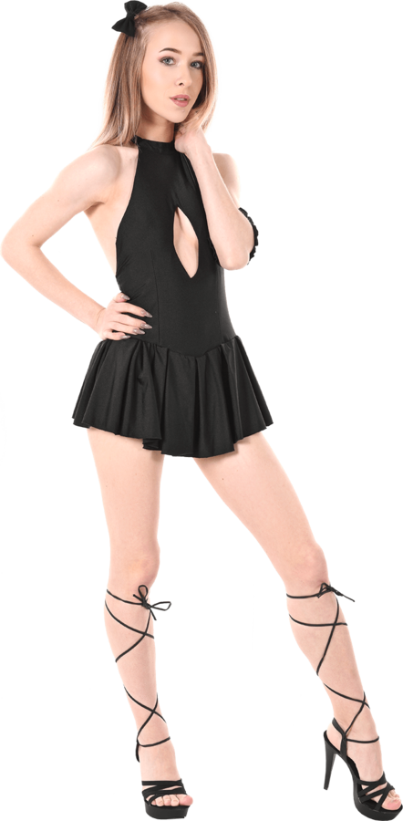 Nata Ocean Backless Black Dress istripper model